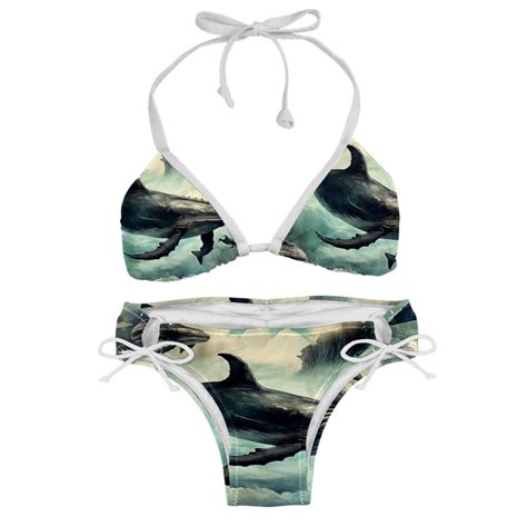 Whale Detachable Sponge Adjustable Strap Bikini Set Two Pack Swimsuit