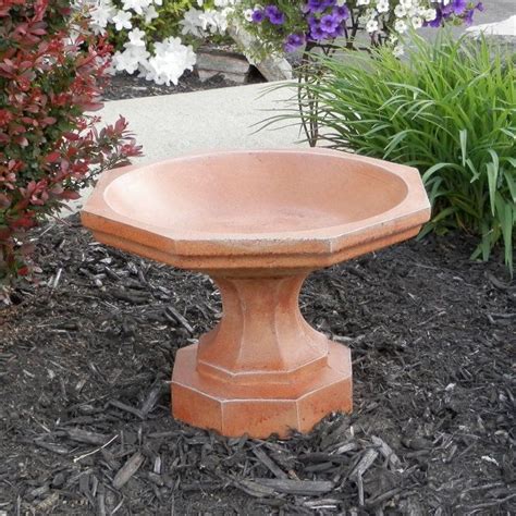 Athena Garden Cast Stone Small Octagon Bird Bath Coffee Leather Ls