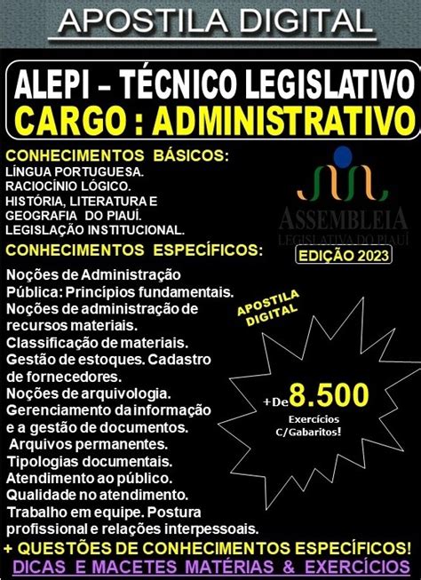 Apostila ALEPI Técnico Legislativo ADMINISTRATIVO Teoria 8 500