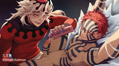 Rule 34 2boys Akaza Kimetsu No Yaiba Arms Up Blonde Hair Body Markings Bondage Completely