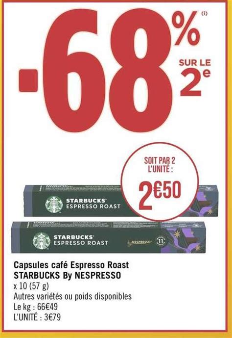 Promo Capsules Café Espresso Roast Starbucks By Nespresso chez Géant