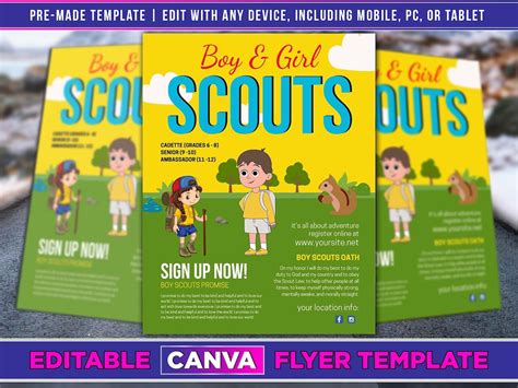 Scouts Flyer Editable Canva Template Us Letter Size Etsy