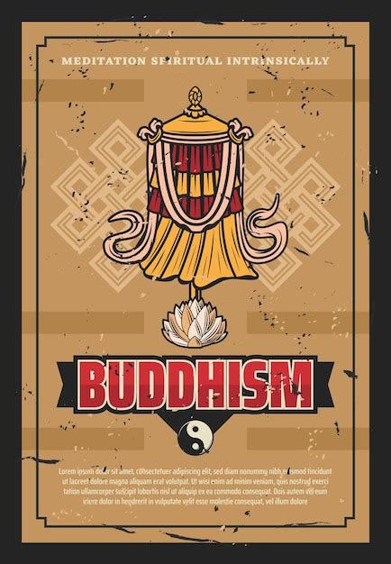 Premium Vector Buddhism Religion Victory Banner Flag Retro Poster