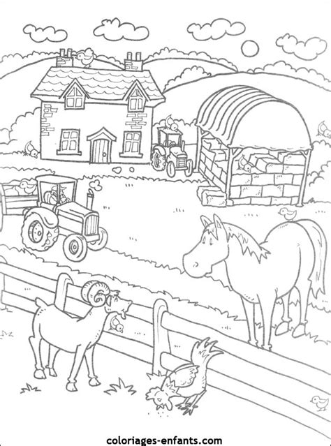 Coloriage Une Ferme Facile Dessin Gratuit Imprimer