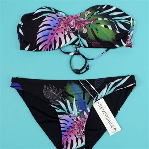 Tinibikini Swim Tinibikini Palm Print Reversible Pc Bikini Nwt