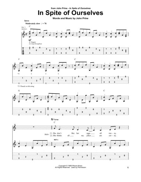 In Spite Of Ourselves By John Prine Acoustic Guitar Digital Sheet