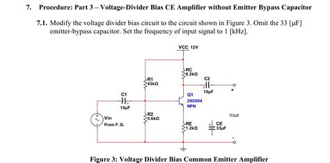 Solved Procedure Part 3 Voltage Divider Bias Ce Amplifier