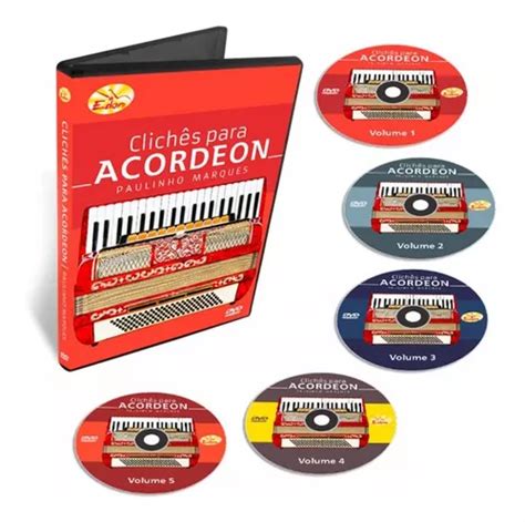 Coleção Curso Clichês Para Acordeon 5 Dvds original Edon