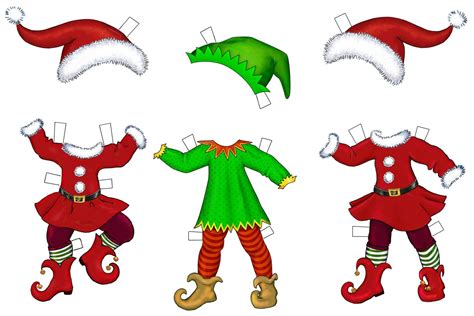 Christmas Elves Paper Dolls Weihnachtsschablonen Weihnachtself