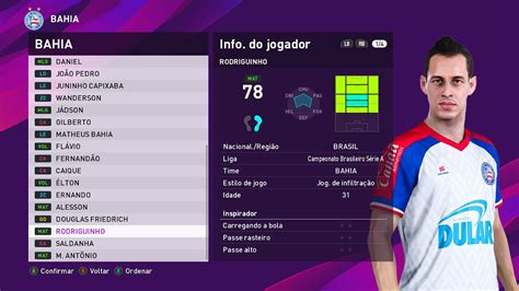 Pes 2020 Elenco do Bahia cópias de base base copy no Brasileiro