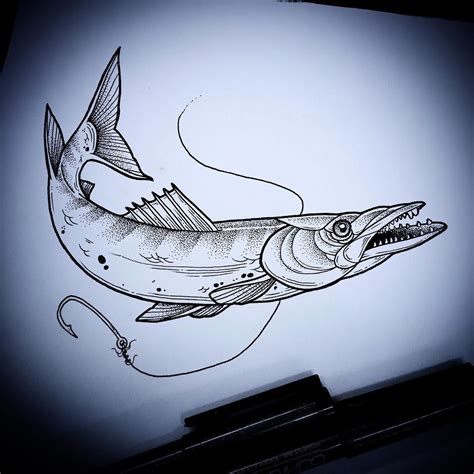 Barracuda Fish Tattoo Design for Women