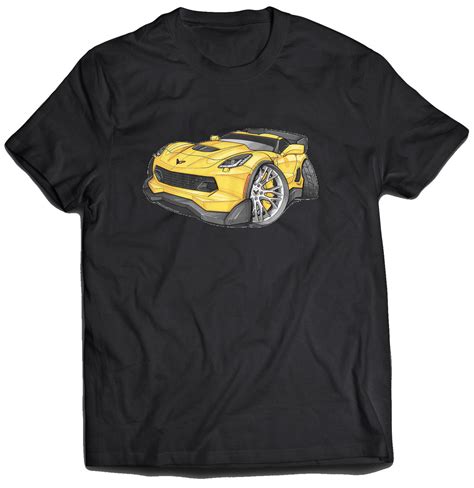 Corvette C7 Z06 Yellow With Silver Wheels Koolart T Shirt For Men Supercar Shirts