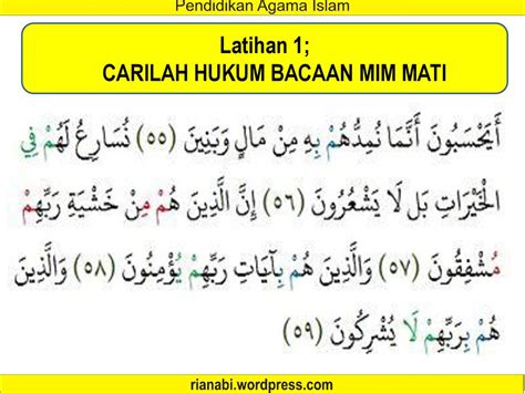 Soal Quran Hadist Materi Hukum Mim Sukun Materi Soal