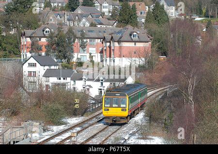 Arriva Wales DMU diesel two carriage train at Machynlleth railway station Stock Photo - Alamy