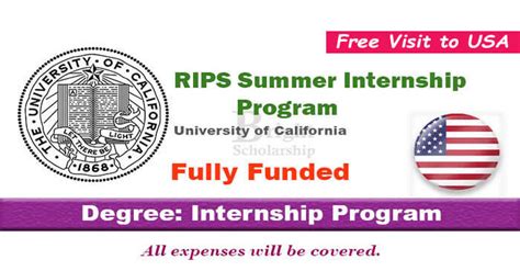 Rips Summer Internship Program 2023 24 In United States Fully Funded