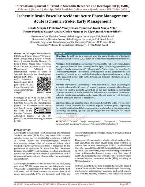 Ischemic Brain Vascular Accident Acute Phase Management Pdf