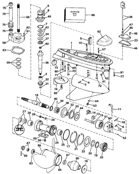 OMC Stern Drive Lower Gearcase Parts for 1987 4.3L 432APARY Stern Drive