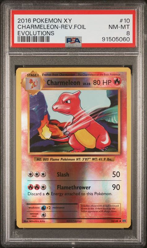 2016 Pokemon Xy Evolutions 10 Charmeleon Reverse Foil PSA 8 GameStop