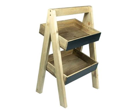 Rustic Blackboard 2 Tier Slanted Wooden A Frame Display Stand Light Oak