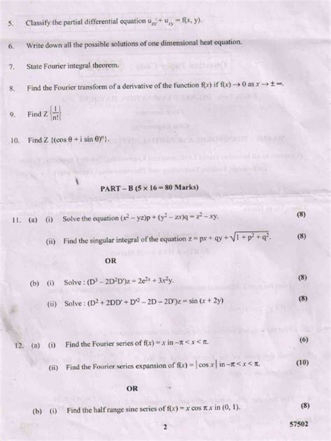 University Question Papers Ma6351 Transforms And Partial Differential Equations Tpde May