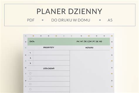 Planer Dzienny Priorytety lista zadań i notatki do druku