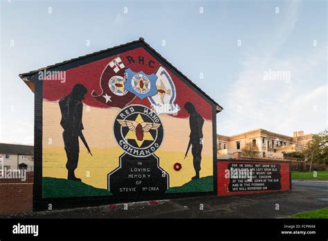 Red Hand Commando RHC loyalist mural on Belfast Shankill Estate Stock ...