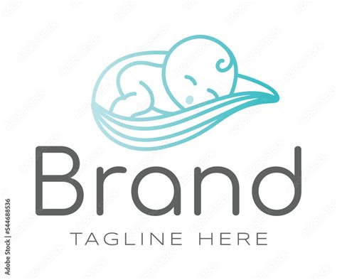 Vetor De Baby Logo Design Template Cute Baby Sleeping Stylized Trendy