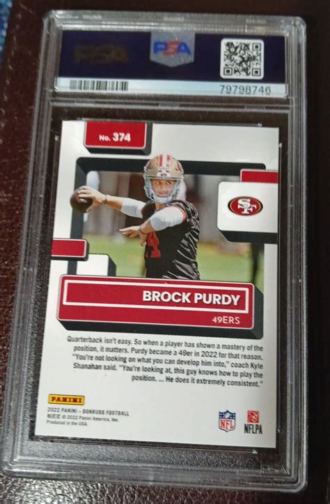 2022 Panini Donruss Rated Rookie 374 Brock Purdy RC PSA 9 MINT 49ers