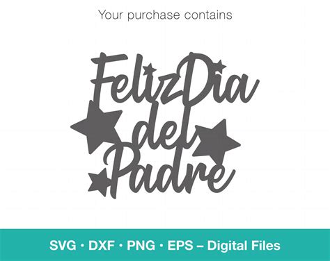 Feliz Dia Del Padre Svg Cake Topper Spanish Card Template Etsy