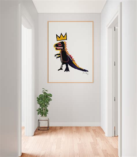 Jean Michel Basquiat Dino Print Basquiat Dinosaur Wall Art Basquiat Crown Poster Basquiat