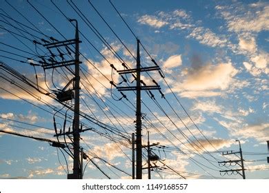 Silhouette Poles Power Lines Sunset Stock Photo 1149168557 | Shutterstock