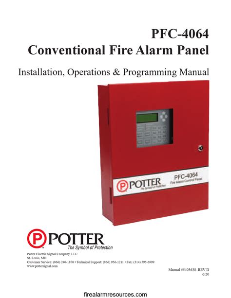 Potter Ipa Fire Alarm Control Panel Instruction Manual