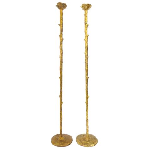 Pair Of Gold Leaf Standing Candelabras Candelabra For Sale Gold Leaf