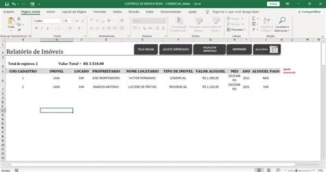 Planilha Excel Controle Aluguel Imóveis Recibo Relatório DMK Studio