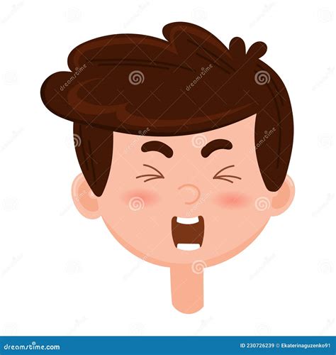 Boy Angry Shouting Face Avatar Kids Emotions Stock Vector