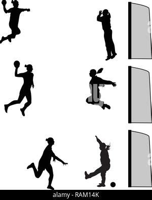 Woman Handball Player Silhouette Vector Illustration Stock Vector