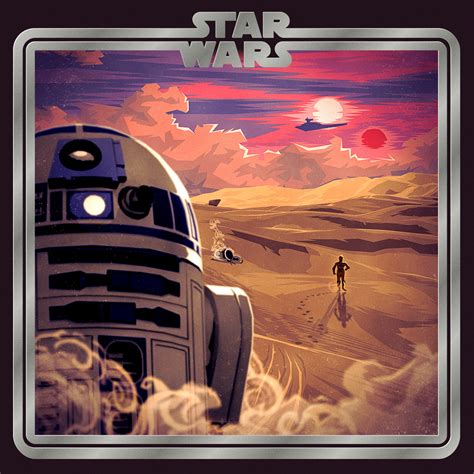 C3po And R2d2 On Tattoine Star Wars Impressions Poster By Berniedave