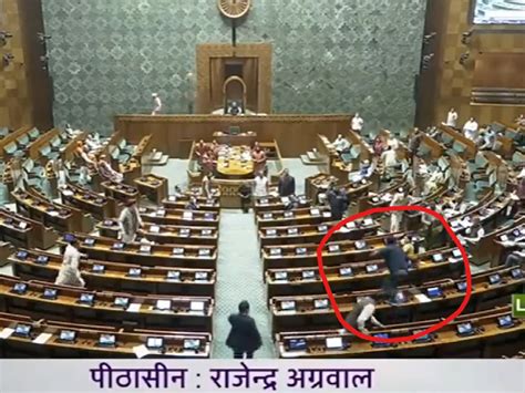 Video Moment When A Man Jumped Into Lok Sabha Floor In Major Security