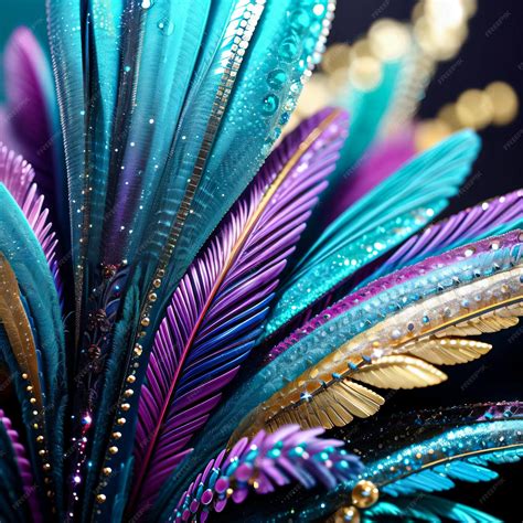 Premium Ai Image Glitter Feathers With Gems And Shimmer Carnaval