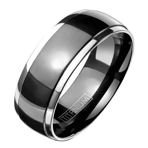 Matching His and Hers Silver and Black Titanium Wedding Bands | Black ...