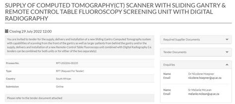 Supply Of Computed Tomography Scanner With Sliding Gantry And Remote