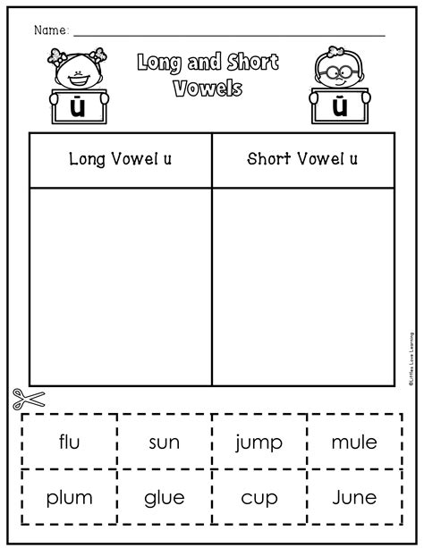 Long vowel u and short vowel u | Worksheet Zone