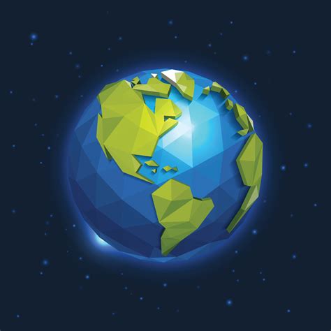 Earth Illustration In Low Poly Style Polygonal Globe Icon Vector