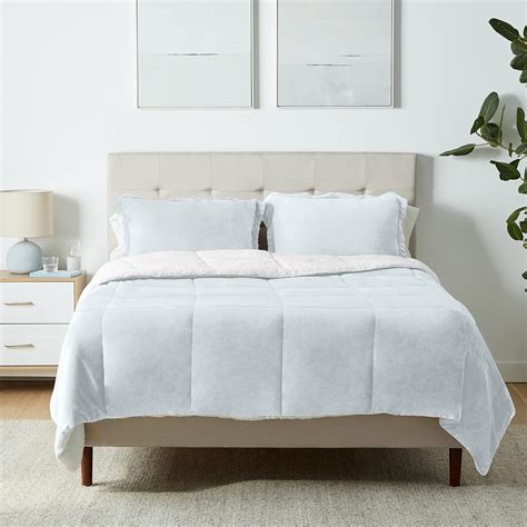 Amazonbasics Micromink Sherpa Comforter Set Full Queen Grey Amazon