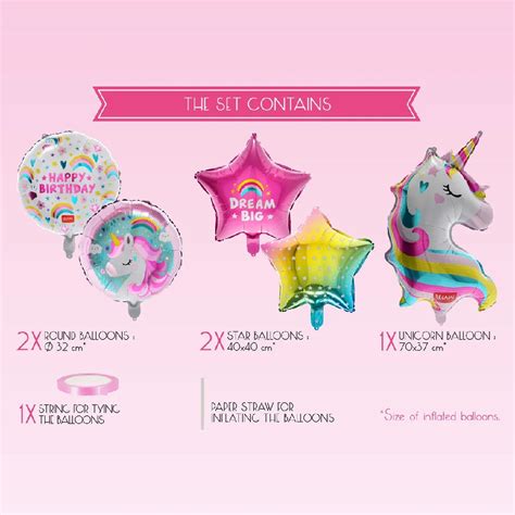 PALLONCINI PER COMPLEANNI LEGAMI LET S PARTY UNICORN SET 5 PEZZI