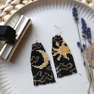 Astrophile Handwoven Beaded Earrings Modern Earrings Mismatched