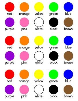 Color Word Chart by Simply Elementry My Dear | TPT