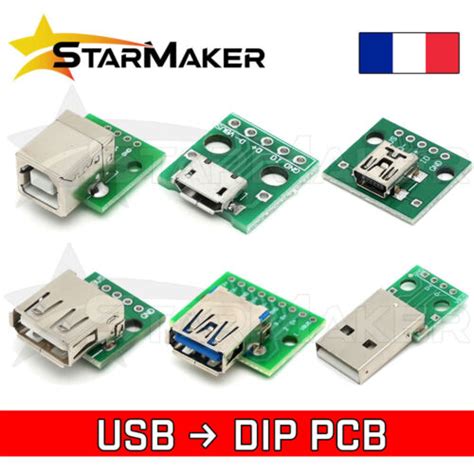 Connecteur Usb To Dip Pin Pcb Adaptateur Mâle Femelle Micro Convertisseur Ebay