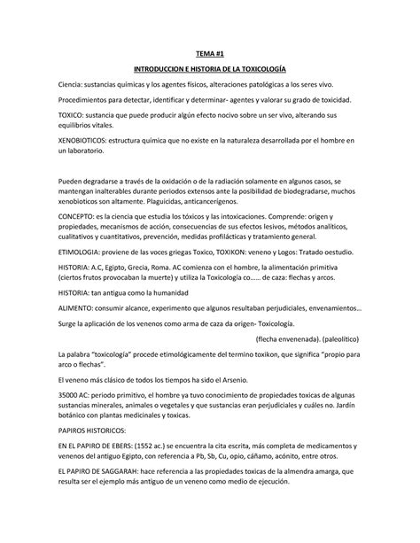 Tema 1 Merged Resumen Toxicología Tema Introduccion E Historia De