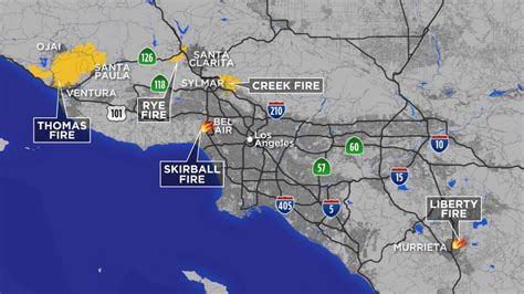 Maps A Look At Each Fire Burning In The Los Angeles Area Abc7